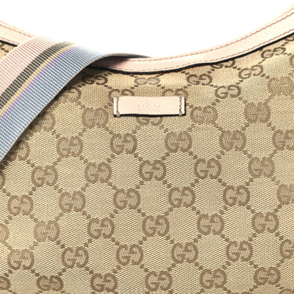 Gucci Monogram Web Medium Half Moon Hobo Gold Pink 8 of 10