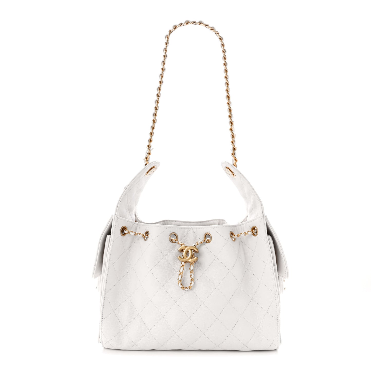 Caviar Quilted Small Chanel 25 Handbag White White