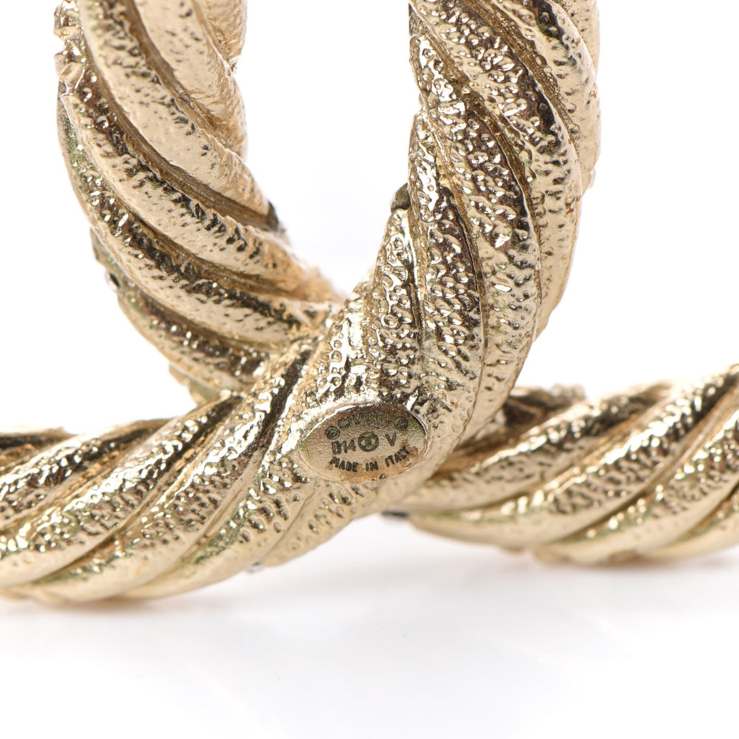 Crystal Twisted CC Brooch Light Gold