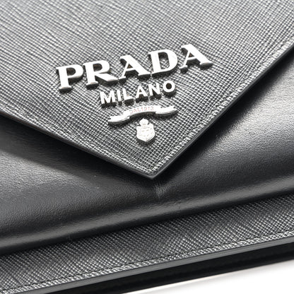 Prada Saffiano City Calf Mini Envelope Bag Black 10 of 12