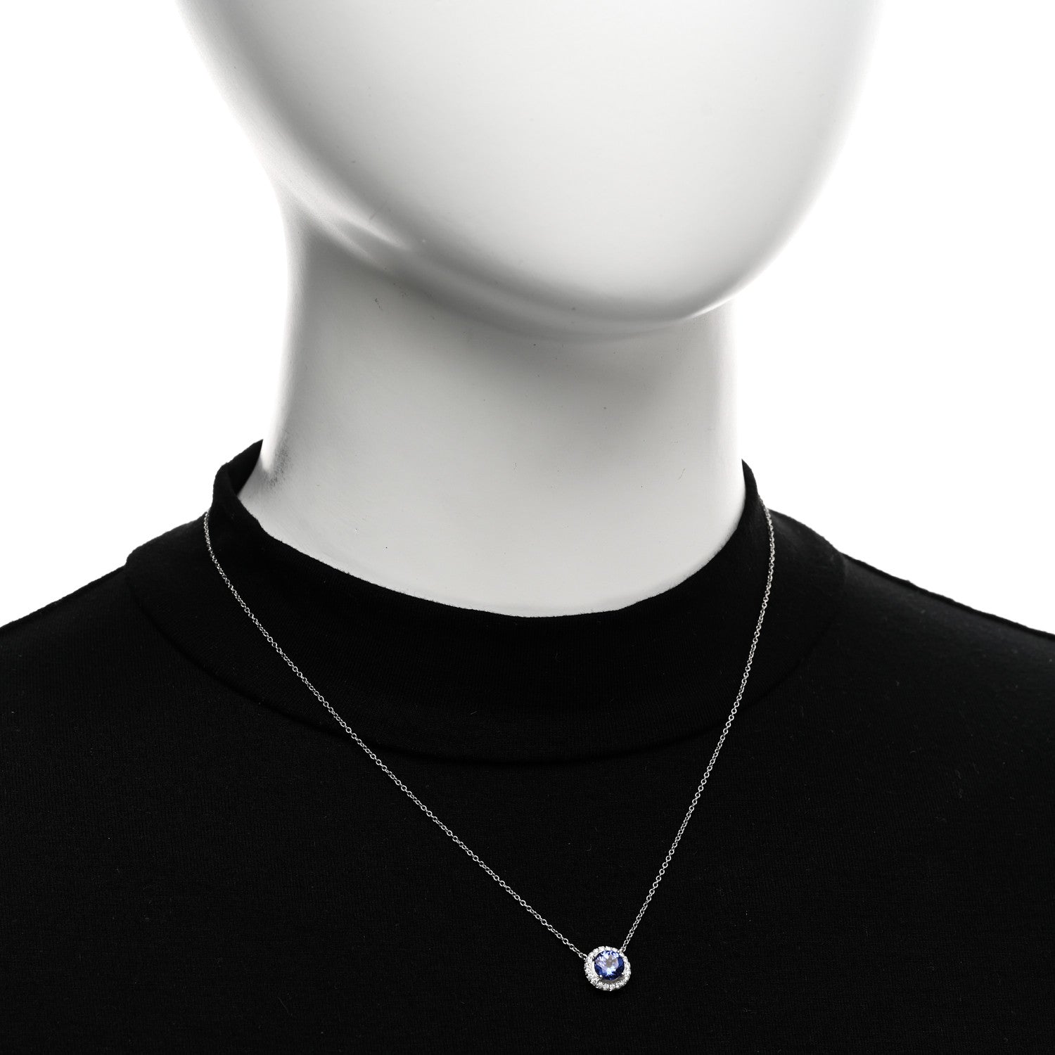 Tiffany Platinum Diamond Sapphire Soleste Pendant Necklace 2 of 4