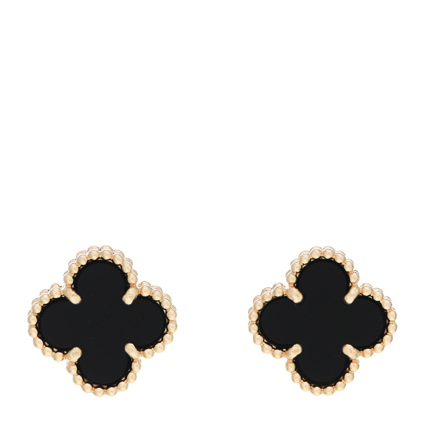 18K Yellow Gold Black Onyx Sweet Alhambra Earrings
