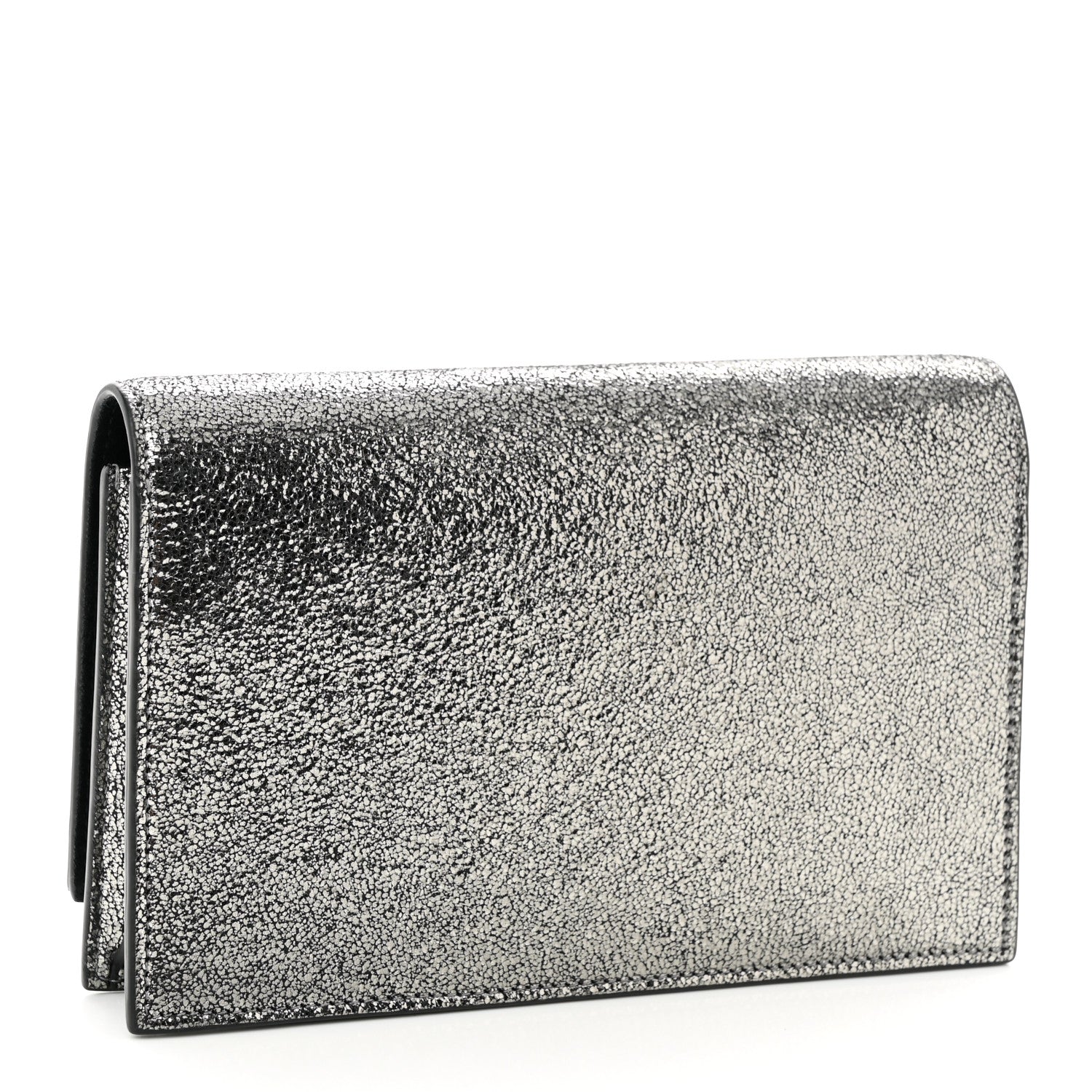 Saint Laurent Metallic Calfskin Classic Monogram Kate Tassel Chain Wallet Gun Metal 3 of 10