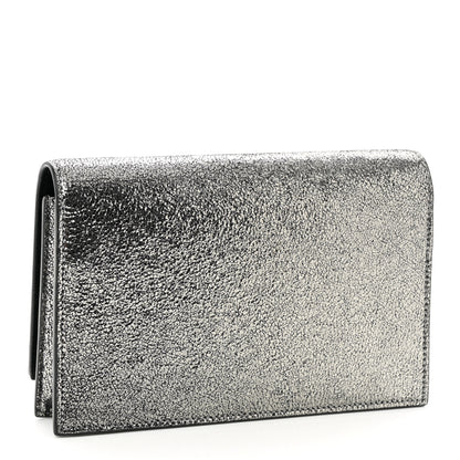 Saint Laurent Metallic Calfskin Classic Monogram Kate Tassel Chain Wallet Gun Metal 3 of 10