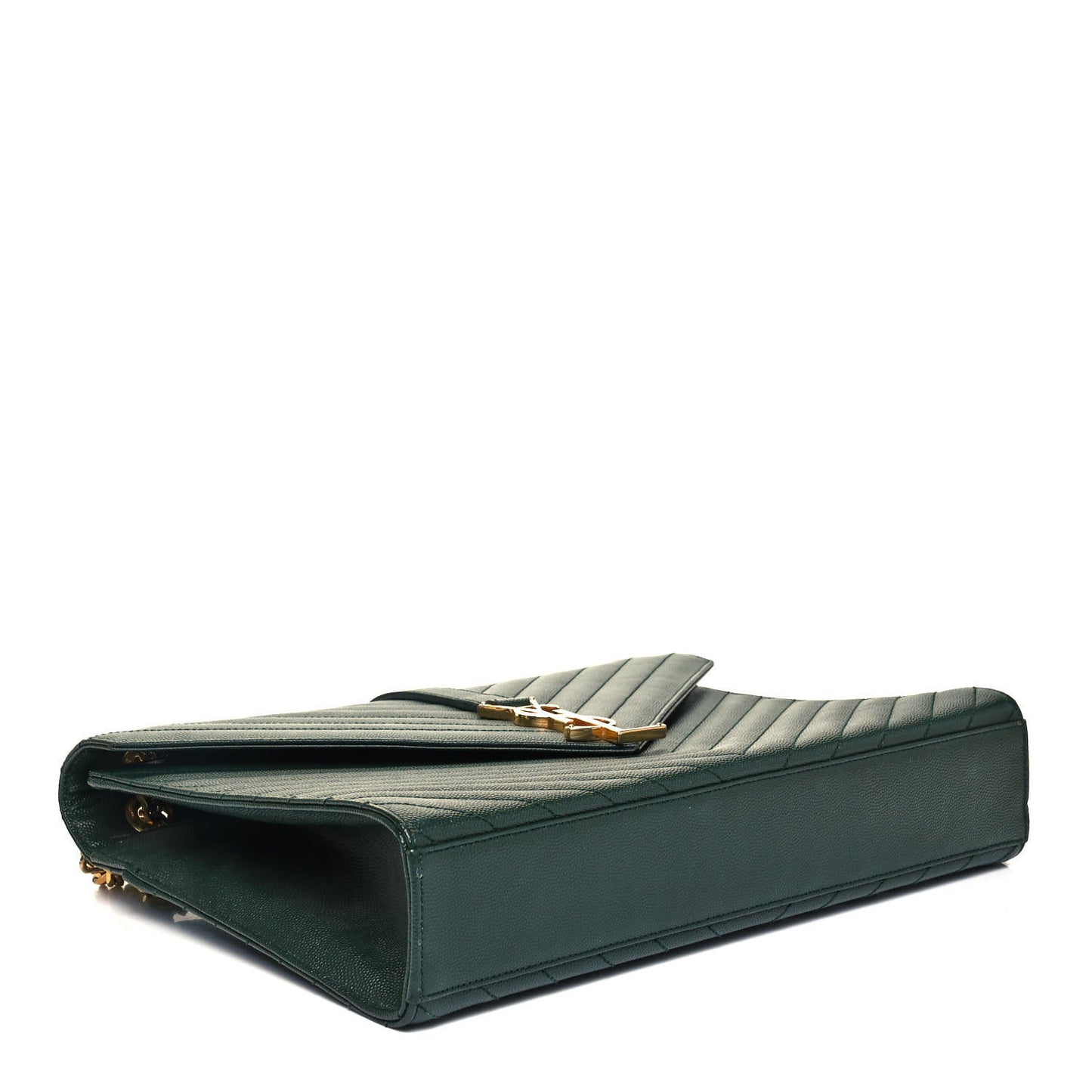 Grain De Poudre Matelasse Chevron Large Monogram Satchel Dark Green