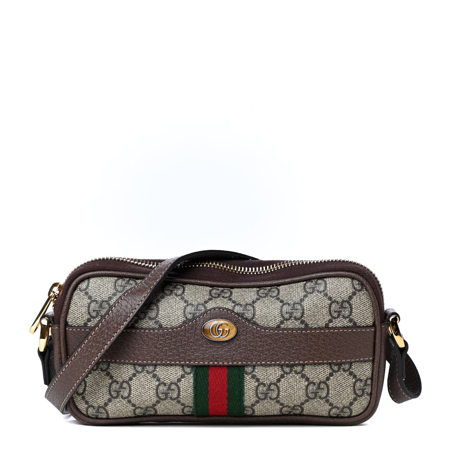 Gucci GG Supreme Monogram Web Mini Ophidia GG Bag Brown 1 of 4