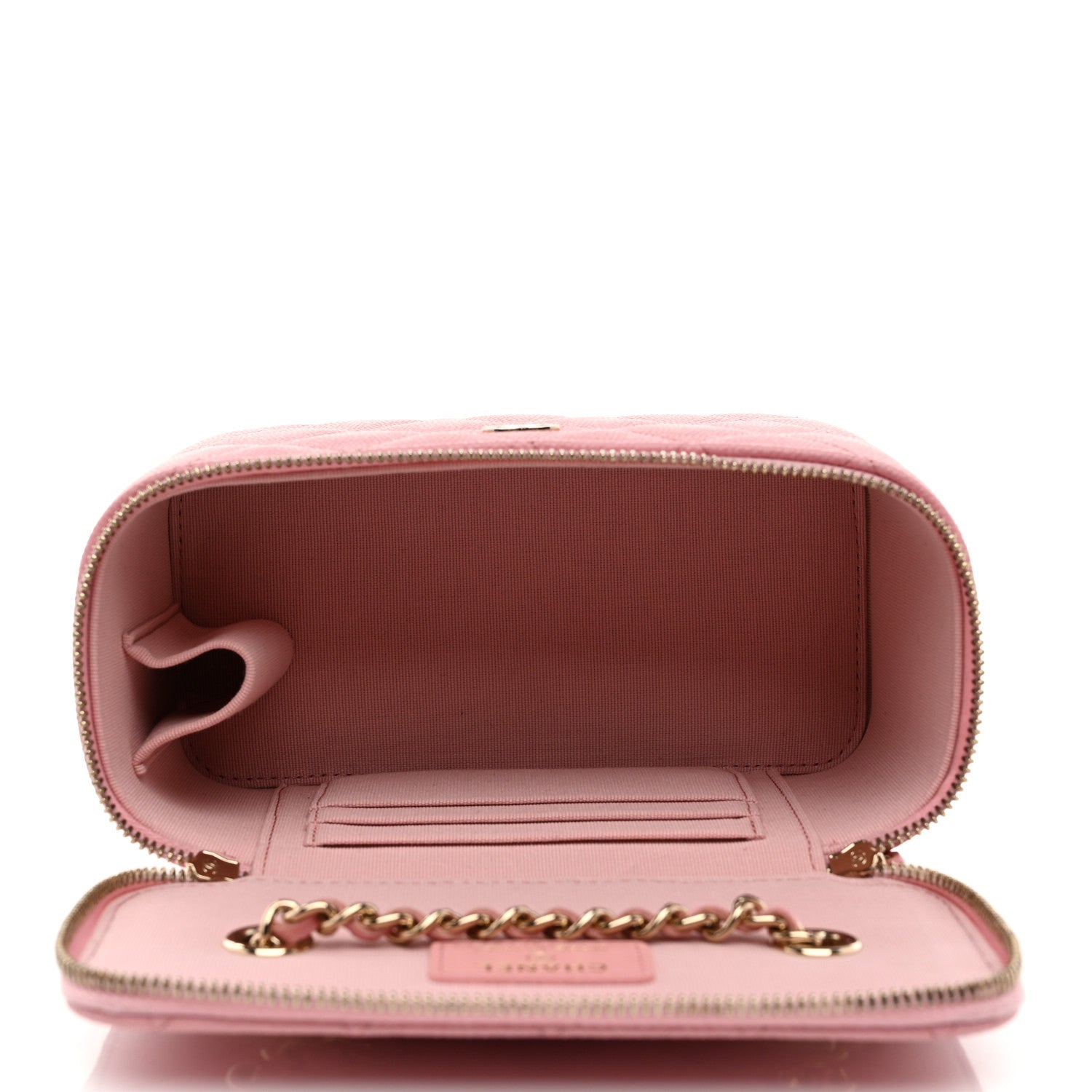 Chanel Caviar Quilted Small Vanity Case With Chain Pink 5 of 10