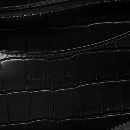 Balenciaga Semi Matte Calfskin Crocodile Embossed Neo Classic Black Hardware Large City Black 6 of 10