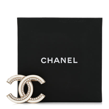 Chanel Resin Crystal CC Brooch Gold 5 of 5