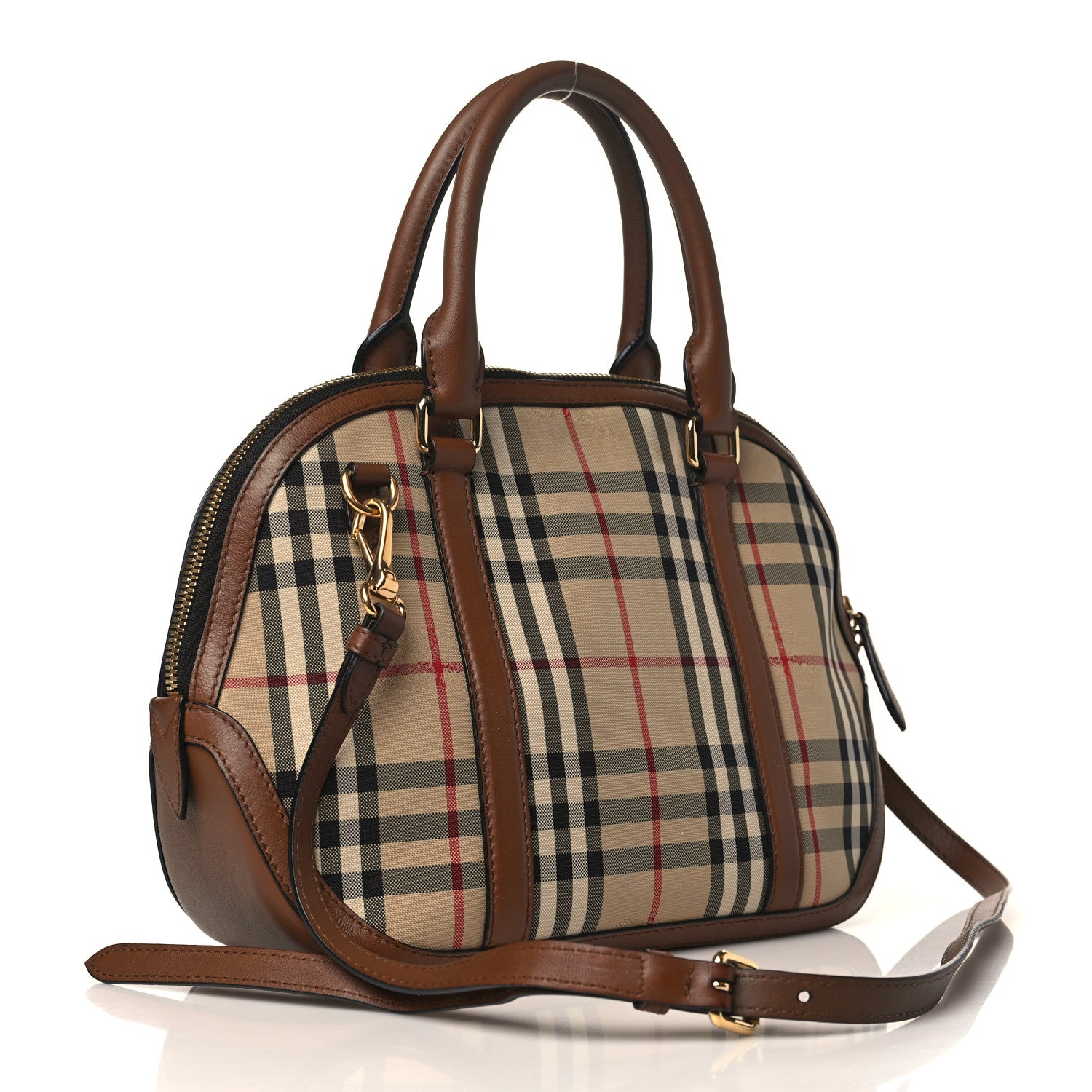 Burberry Horseferry Check Small Orchard Bowling Bag Tan 3 of 11
