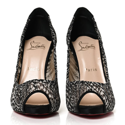 Christian Louboutin Crepe Satin Chiffon Parisienne Plato 120 Pumps 37.5 Black White 2 of 11