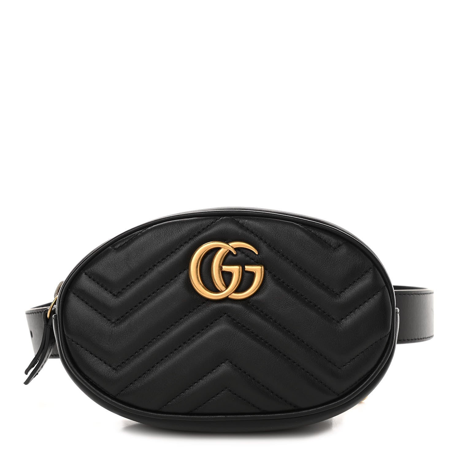 Gucci Calfskin Matelasse GG Marmont Belt Bag 75 30 Black 1 of 11