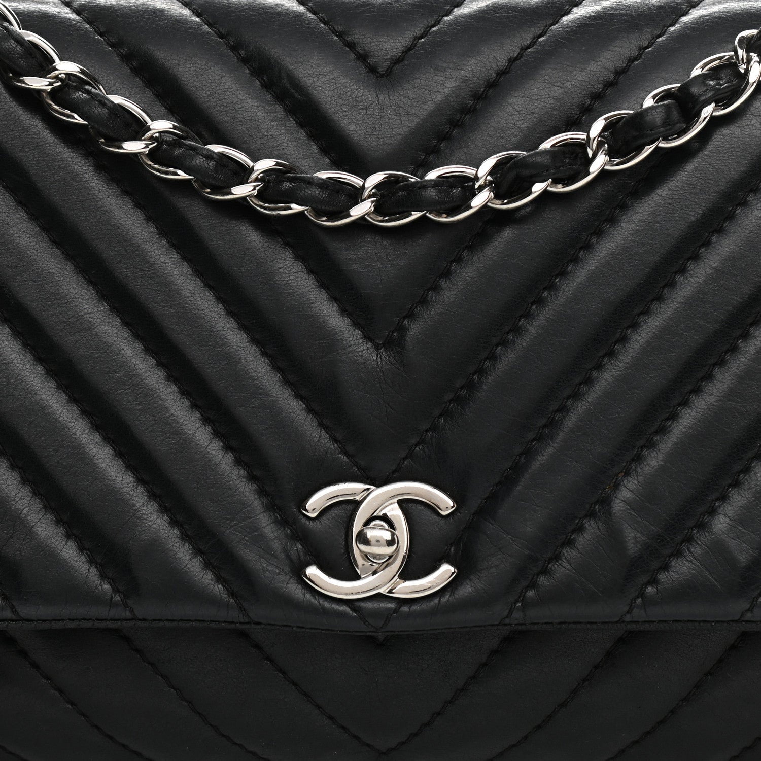 Chanel Lambskin Chevron Quilted Single Flap Black 8 of 11