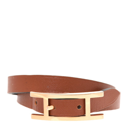 Hermes Chamonix Behapi Double Tour Bracelet T2 Black Gold 1 of 6