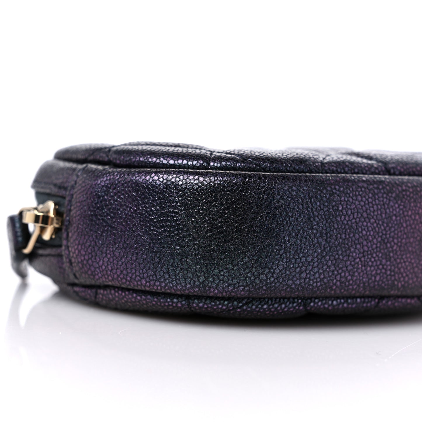 Iridescent Caviar Quilted Zip Around Classic Coin Purse Black