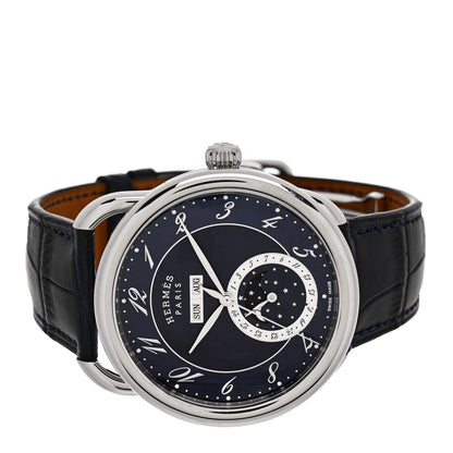 Hermes Stainless Steel Alligator 43mm Arceau Grande Lune Automatic Watch Bleu Abysse 2 of 5