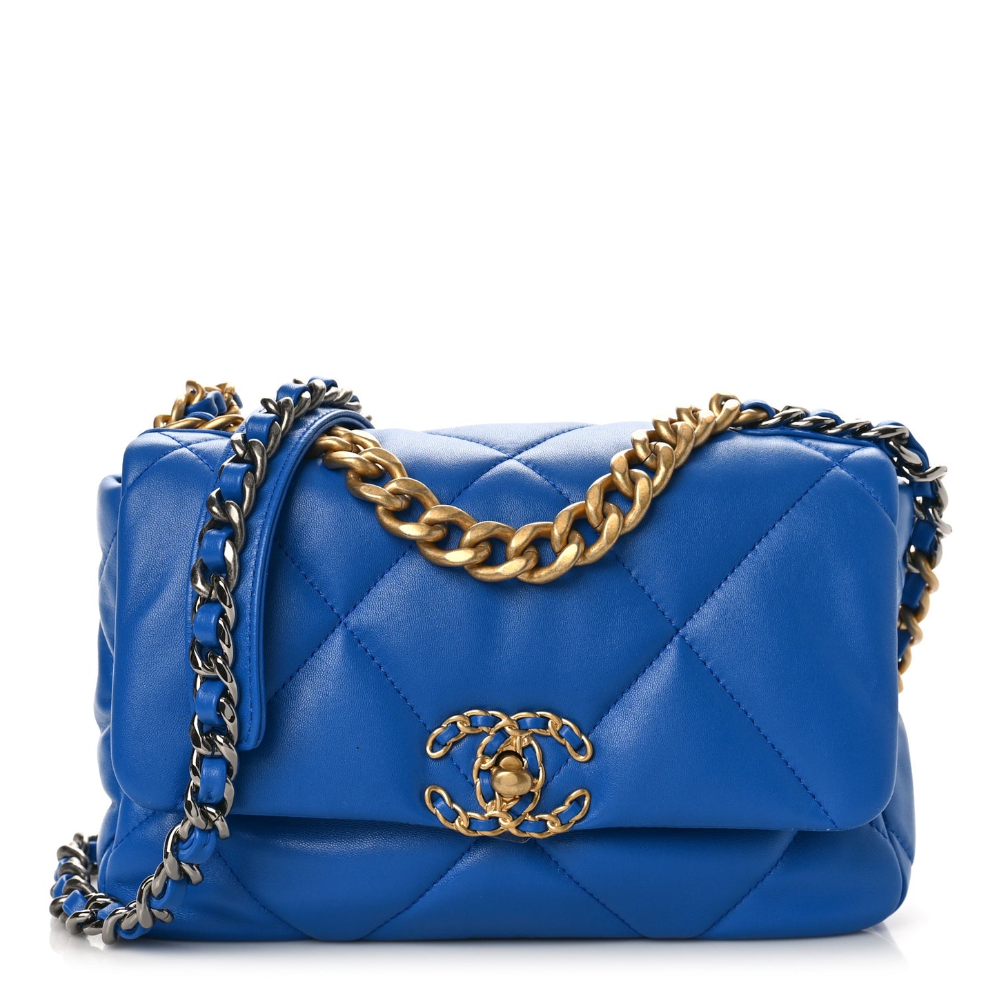 Lambskin Quilted Medium Chanel 19 Flap Blue