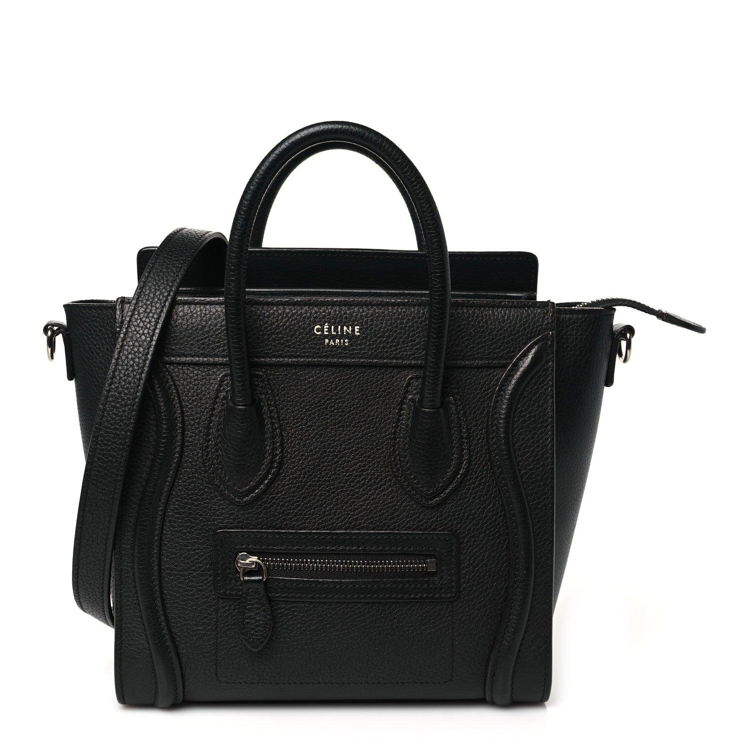 Celine Drummed Calfskin Nano Luggage Black 1 of 10