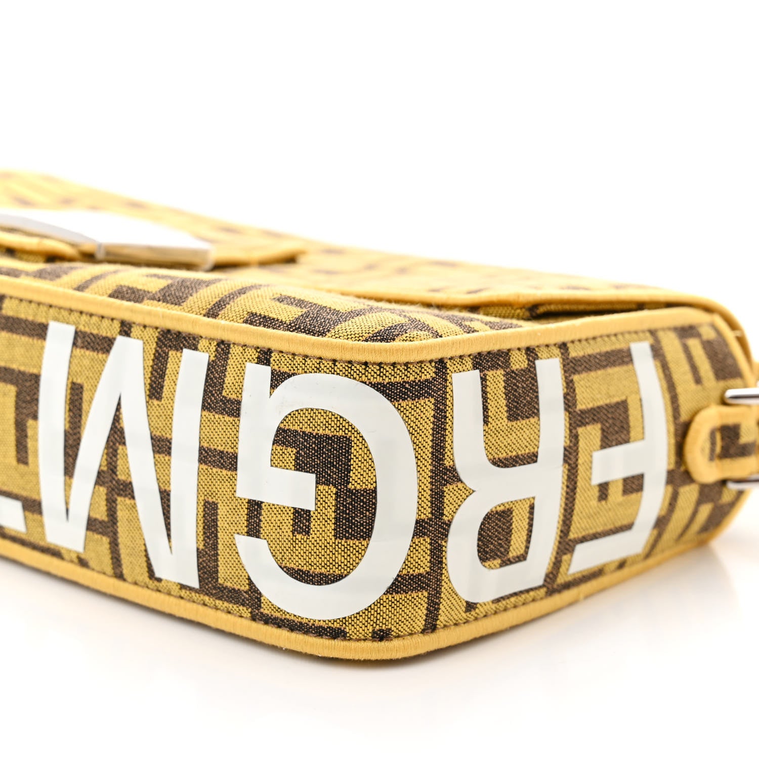 Fendi x FRGMT Woven Fabric Jacquard FF Embroidered Baguette Mimosa 10 of 11