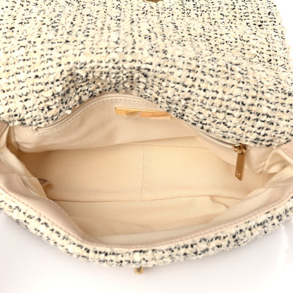 Chanel Tweed Quilted Medium Chanel 19 Flap Ecru Black 5 of 8