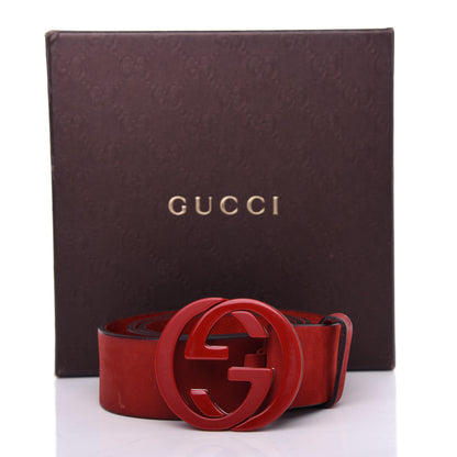 Gucci Nubuck Interlocking G Belt 90 36 Red 7 of 7