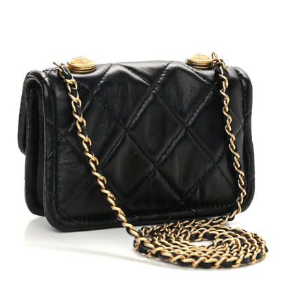 Chanel Shiny Lambskin Quilted Extra Mini Flap Black 3 of 11