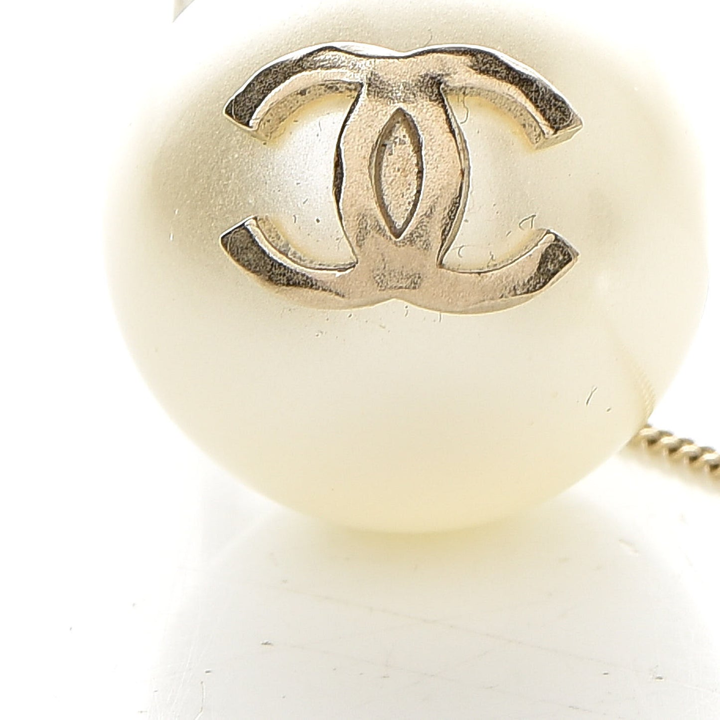 Crystal Pearl CC Drop Earrings Silver Pearly White