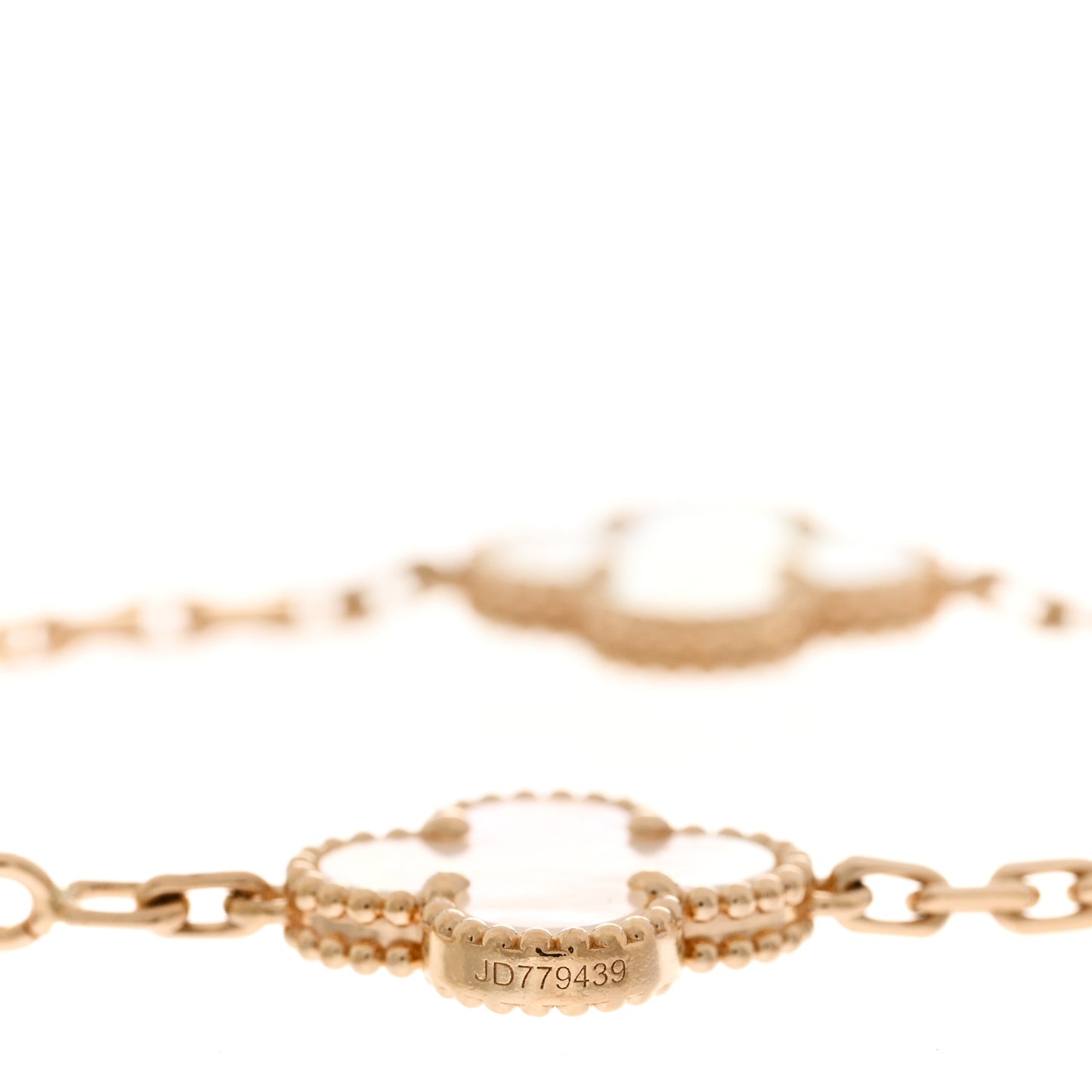 18K Yellow Gold Mother of Pearl 5 Motifs Vintage Alhambra Bracelet