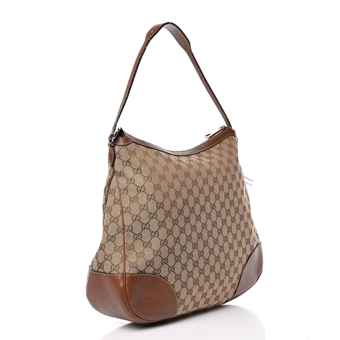 Monogram Textured Calfskin Large Bree Hobo Beige Ebony Nocciola