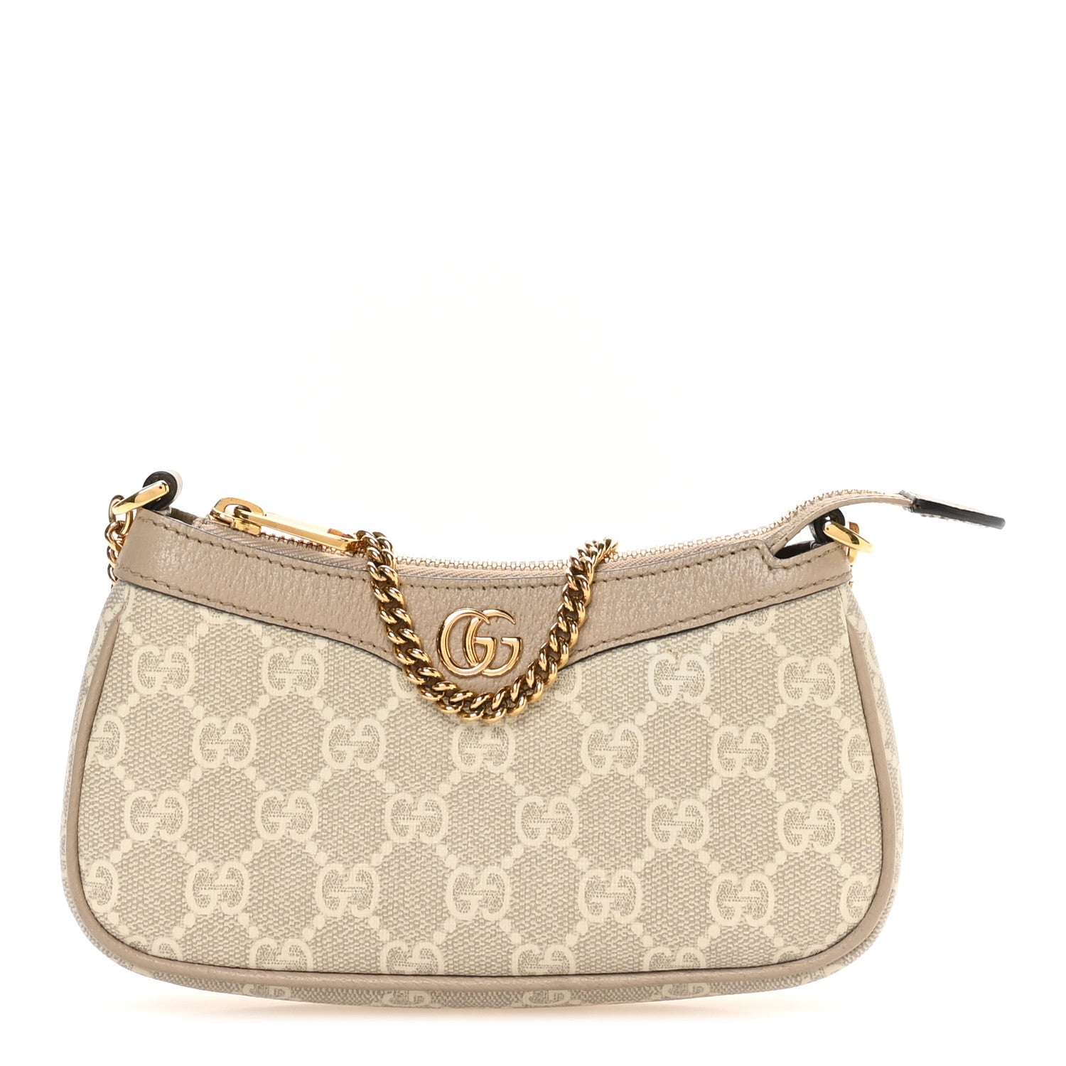 Gucci GG Supreme Monogram Textured Dollar Calfskin Web Mini Ophidia GG Handbag Beige Mystic White Oatmeal 1 of 11