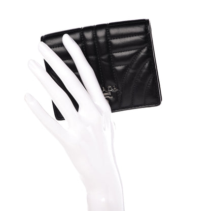 Prada Soft Calfskin Impunture Diagramme Wallet Black 2 of 10
