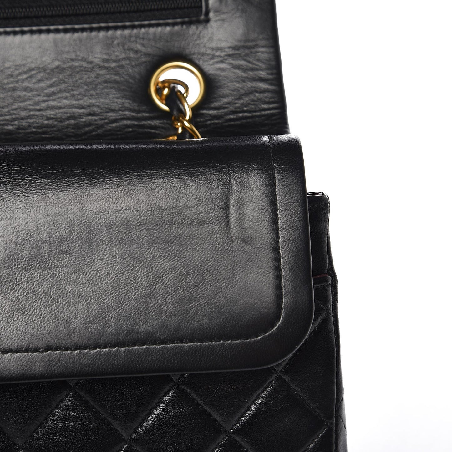 Lambskin Quilted Medium Double Flap Black