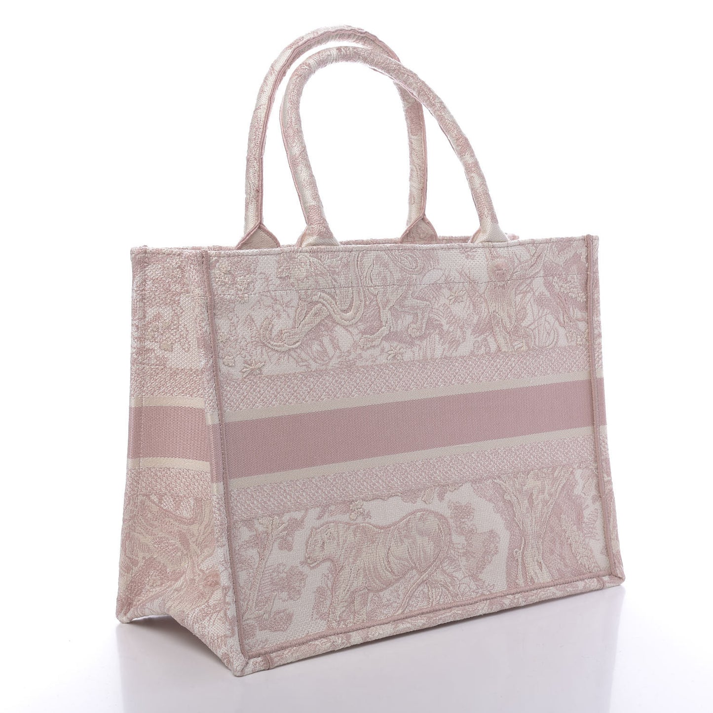 Canvas Embroidered Medium Dioriviera Toile De Jouy Book Tote Rose