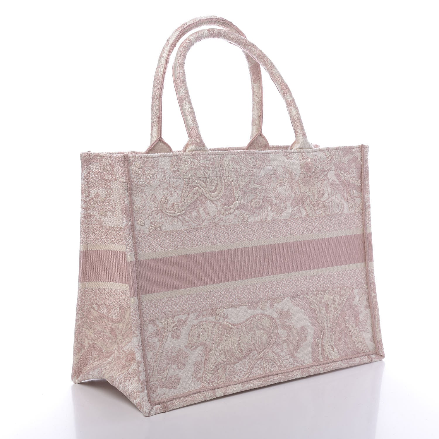 Christian Dior Canvas Embroidered Medium Dioriviera Toile De Jouy Book Tote Rose 3 of 11