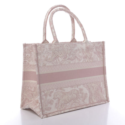 Christian Dior Canvas Embroidered Medium Dioriviera Toile De Jouy Book Tote Rose 3 of 11
