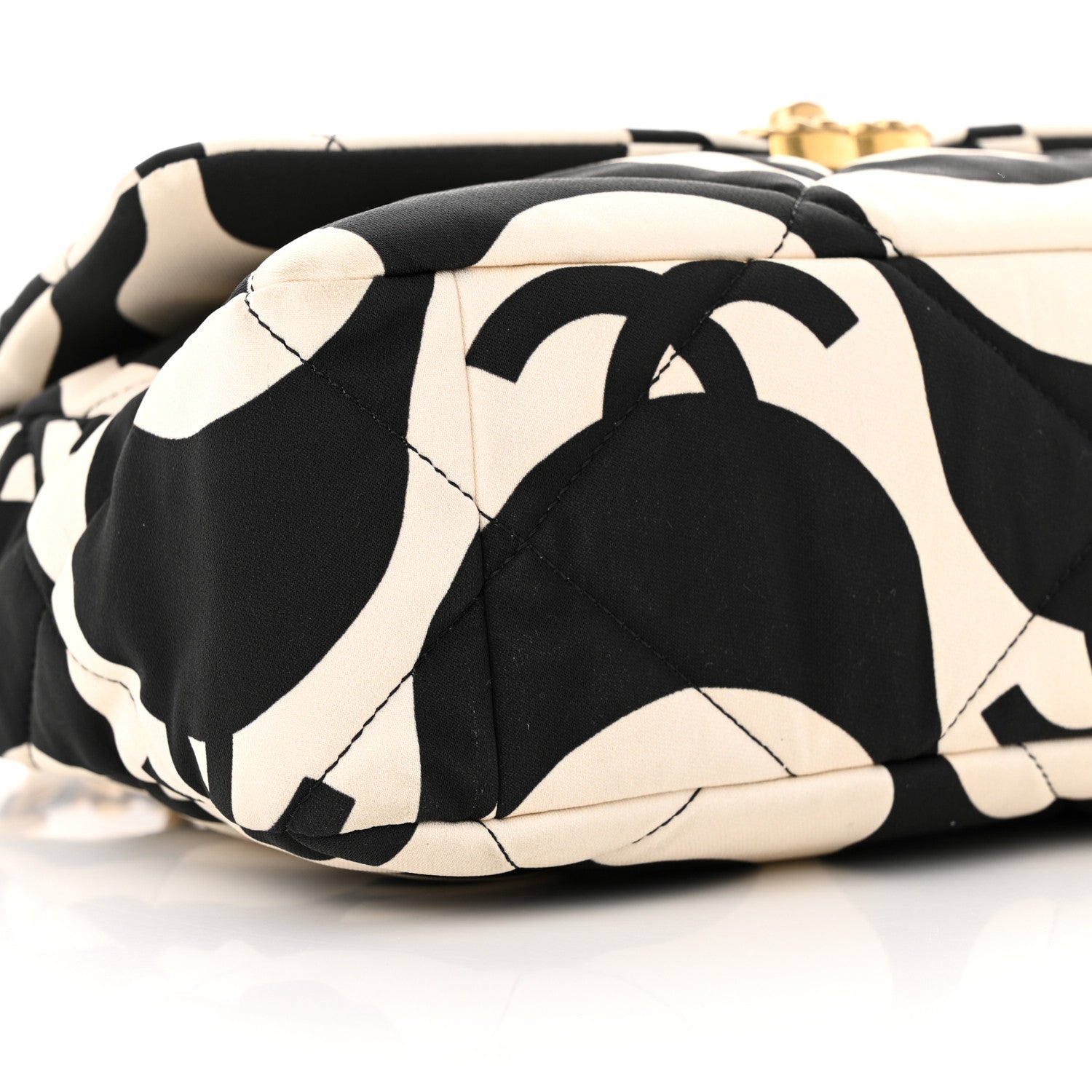Chanel Fabric Printed Large Chanel 19 Flap Black Ecru 9 of 11