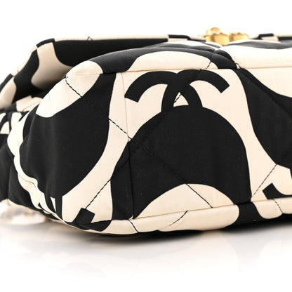 Chanel Fabric Printed Large Chanel 19 Flap Black Ecru 9 of 11