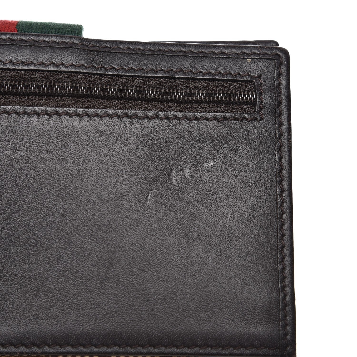 Gucci Monogram Calfskin Ladies Web Continental Wallet Beige Ebony Cocoa 8 of 9