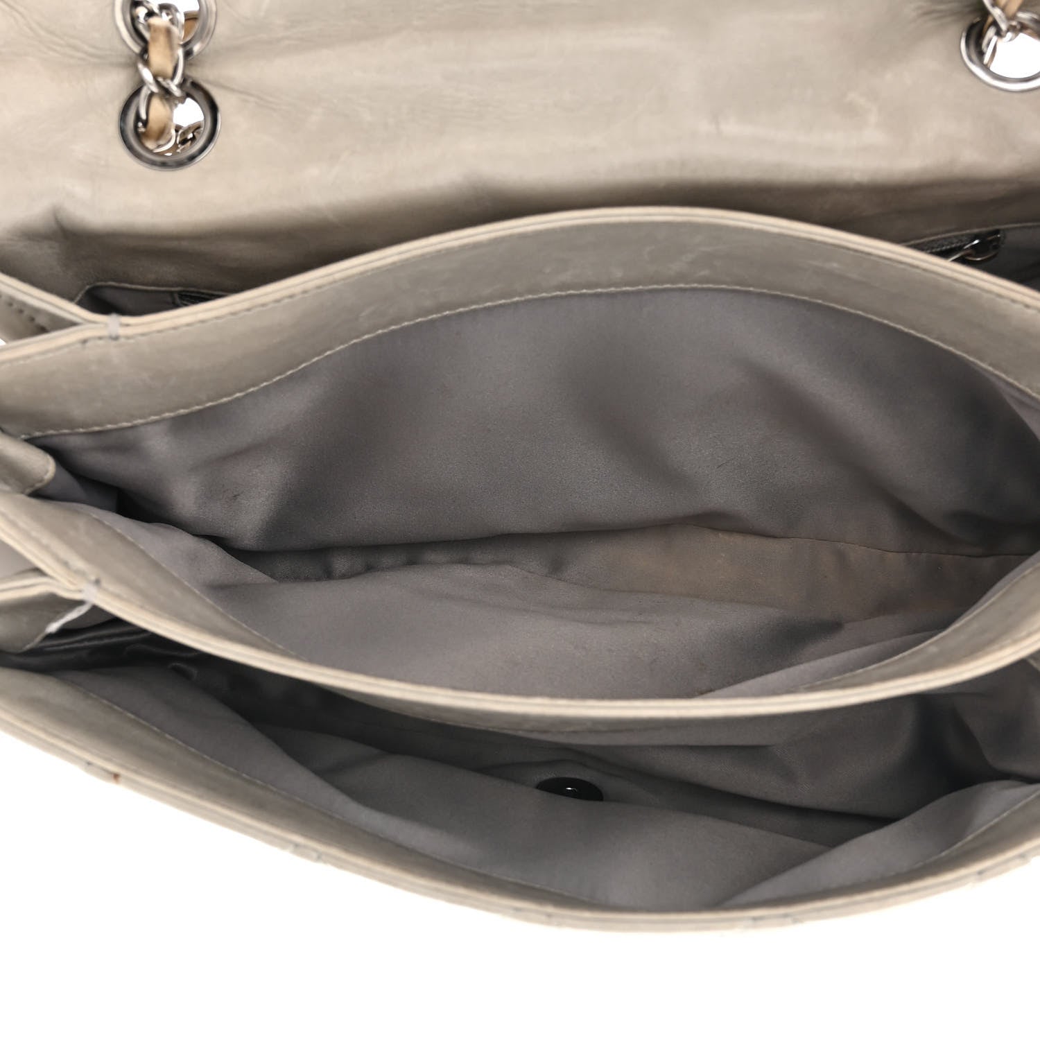 Chanel Lambskin Quilted Jumbo Chanel 3 Flap Light Grey 5 of 22