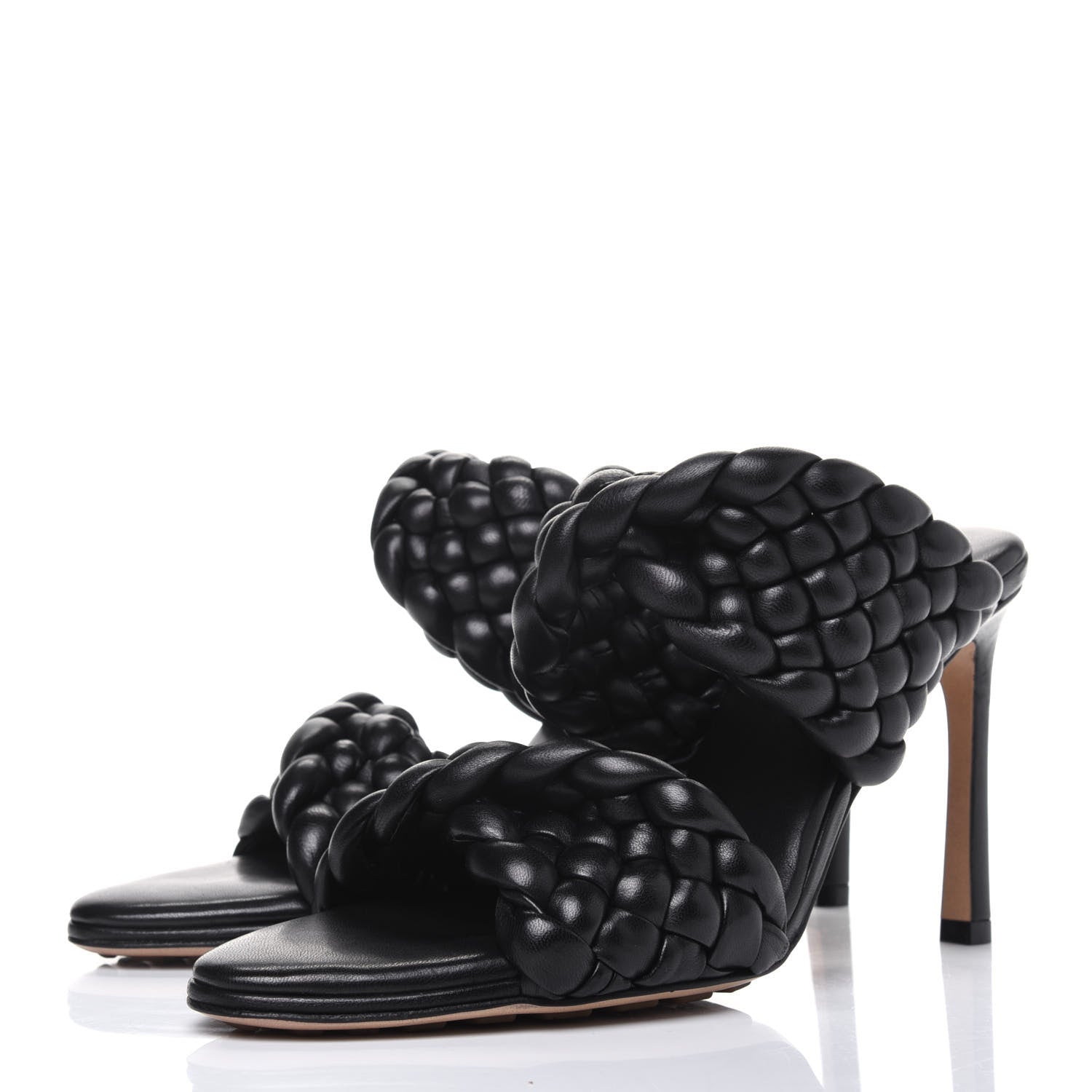 Bottega Veneta Nappa Twisted Padded Intrecciato Curve Slide Sandals 37 Black 3 of 8