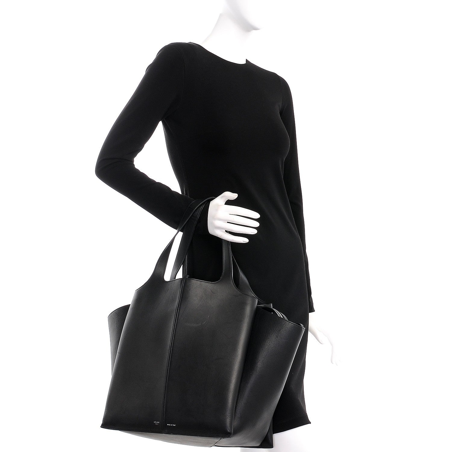 Celine Supple Natural Calfskin Vertical Tri-Fold Bag Black 2 of 10