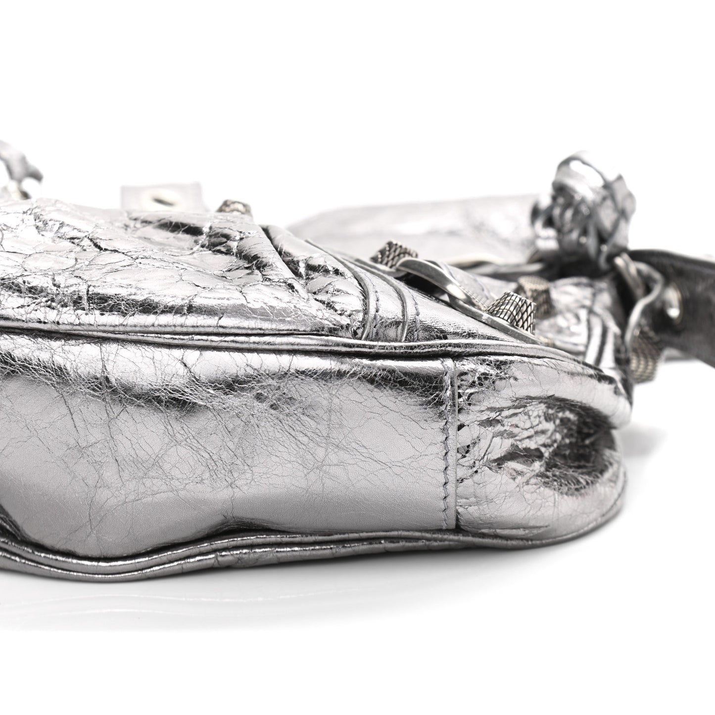 Metallic Agneau Arena Le Cagole Shoulder Bag XS Silver