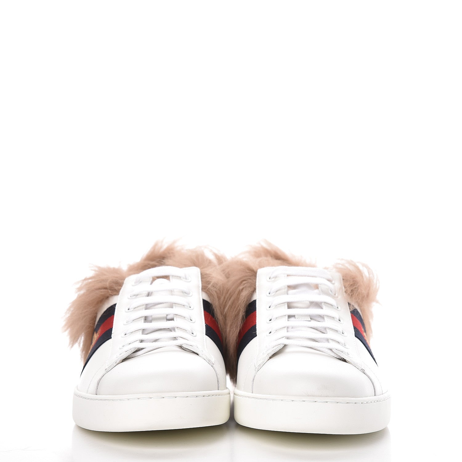 Gucci Calfskin Wool Web Bee Embroidered Mens Ace Sneakers 13.5 White 2 of 10