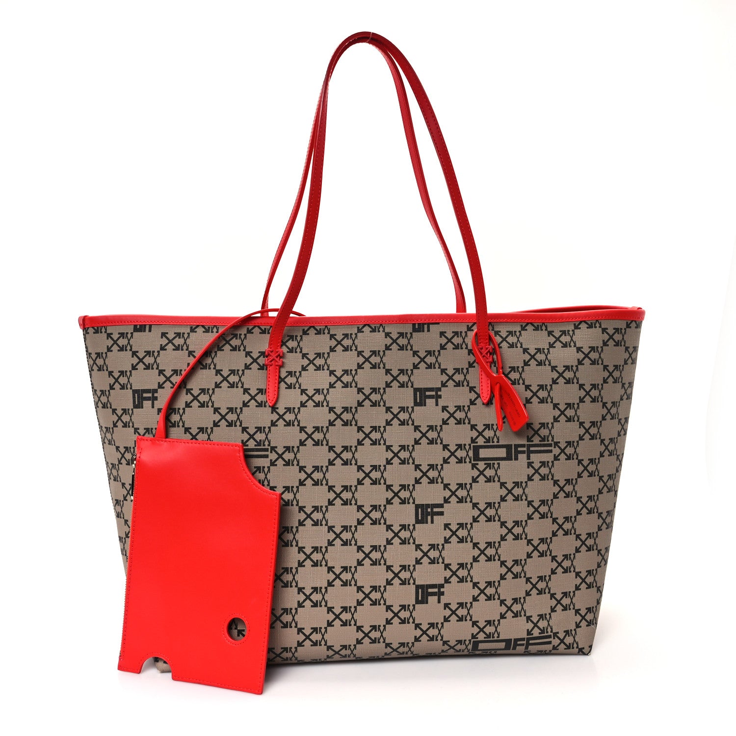 Off-White Coated Canvas Arrow Print Day Off Tote Bag Beige 3 of 12