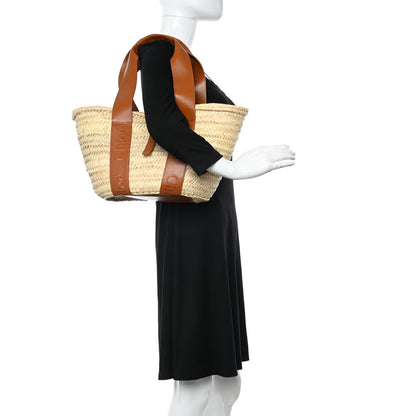 Chloe Raffia Smooth Calfskin Medium Sense Basket Caramel 2 of 9