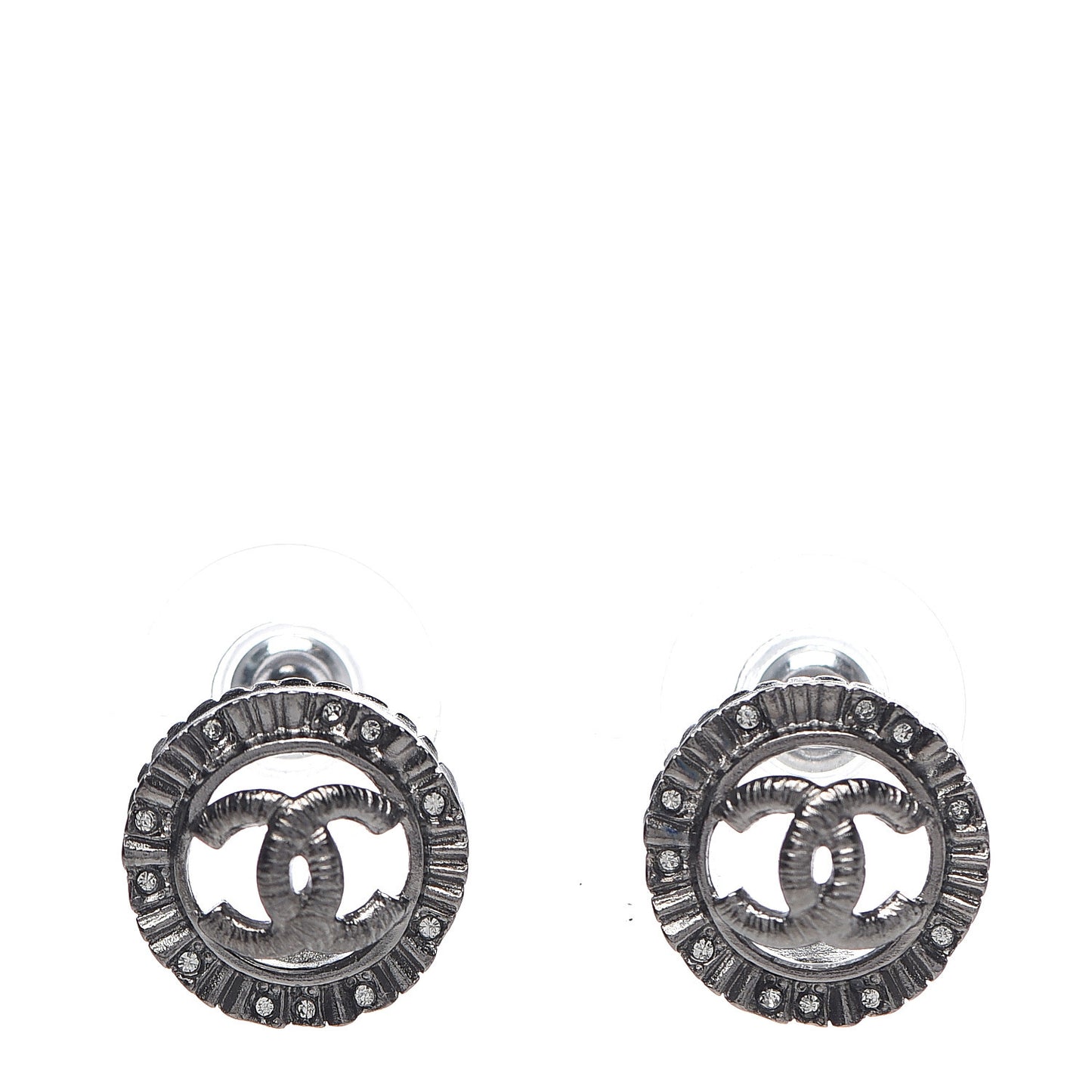 Ruthenium Crystal CC Round Earrings Silver