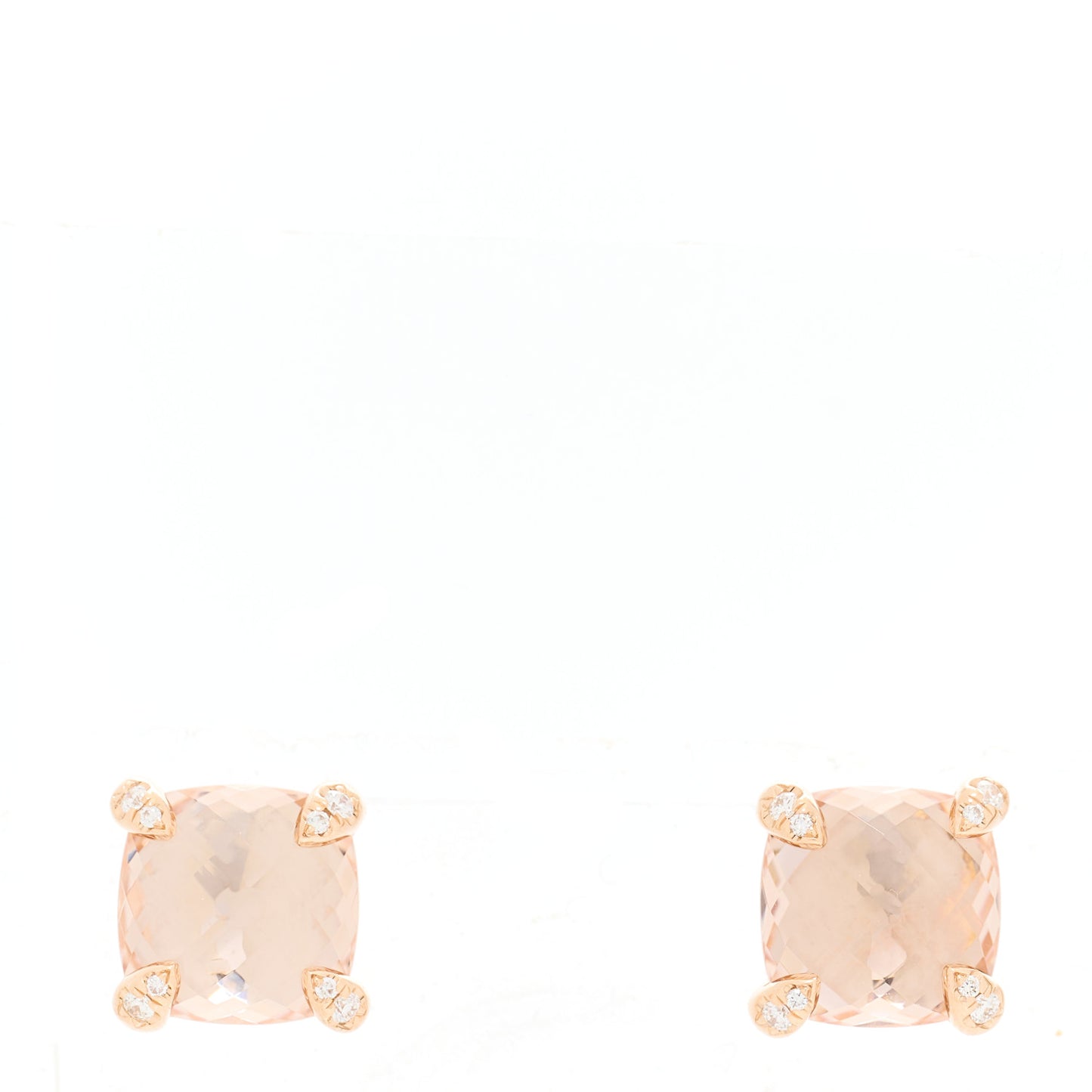18K Rose Gold Diamond Morganite 8mm Chatelaine Earrings