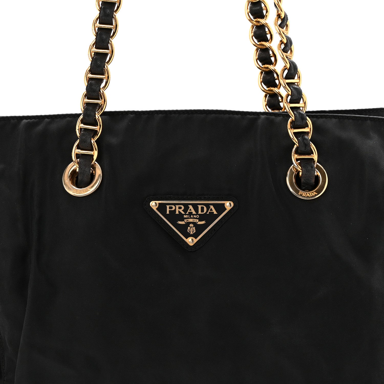 Prada Tessuto Nylon Catena Chain Shoulder Bag Black 1865494