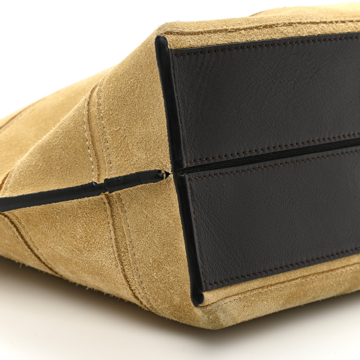Loewe Suede Calfskin Strip Shoulder Bag Gold Black 8 of 12