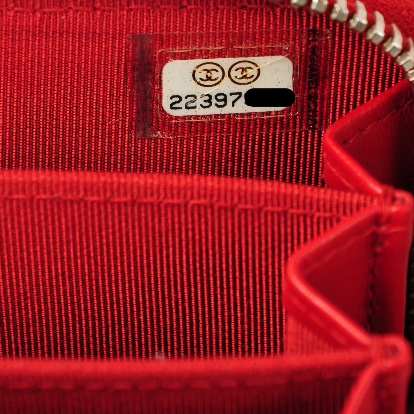 Caviar Chevron Quilted Zip Around Coin Purse Red
